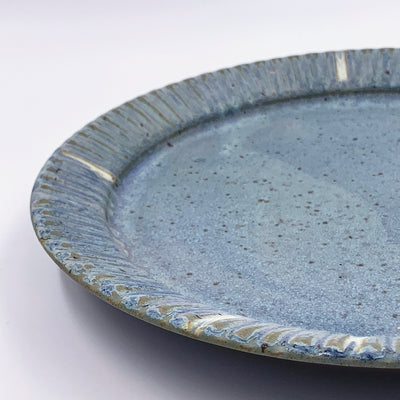 Serving Plate Blue with Fluted Rim
