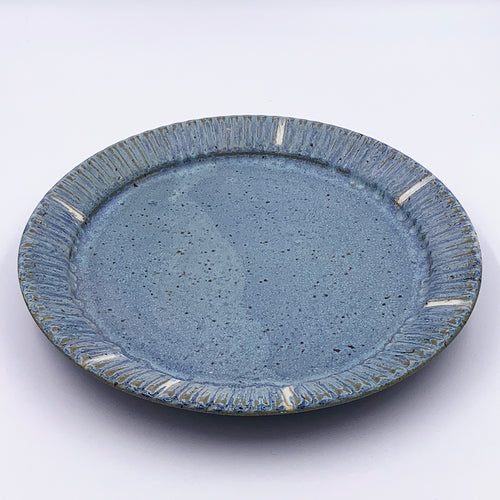 Serving Plate Blue with Fluted Rim