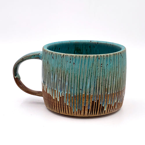 One of a kind, 16 oz Carved Turquoise Drip
