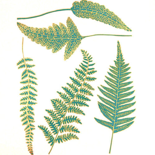 Ferns Turquoise and Gold (Decal-066)