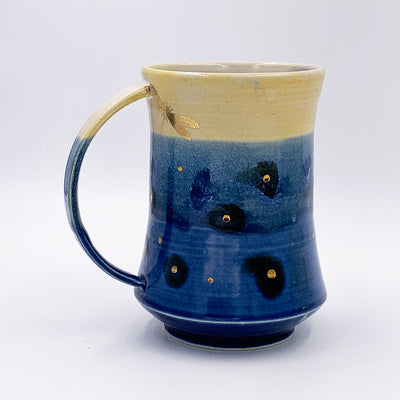 One of a kind, 18 oz Mug with Gold Dragon Fly