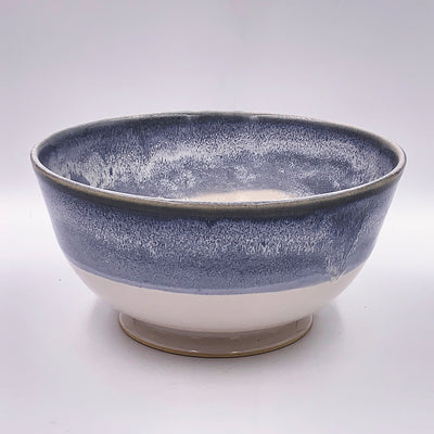 White with Frosty Blue Rim Medium Bowl