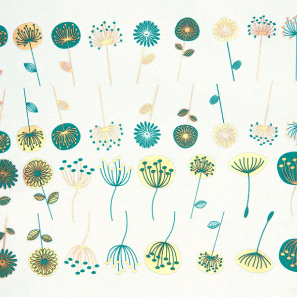 Modern Flowers Turquoise and Gold (Decal-023)