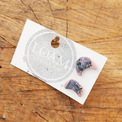 Pink Transfer Halfmoon Earrings