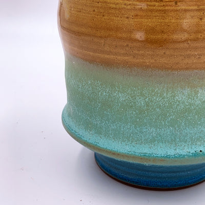 One of a kind, 18 oz Mug, Turquoise & Yellow tea bowl style