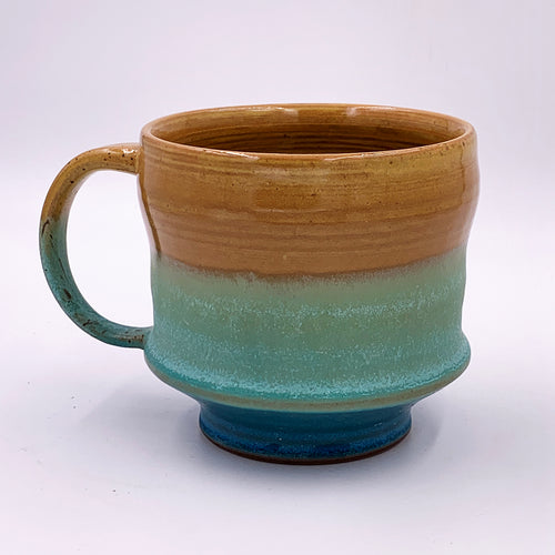 One of a kind, 18 oz Mug, Turquoise & Yellow tea bowl style