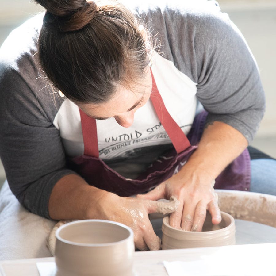 lady working on clay